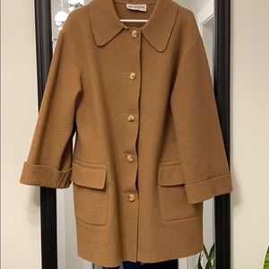 Holt Renfrew camel wool pea coat jacket trench L